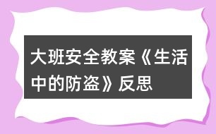 大班安全教案《生活中的防盜》反思