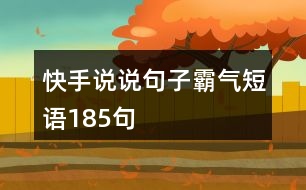 快手說說句子霸氣短語(yǔ)185句