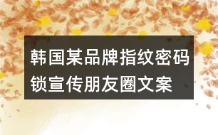 韓國某品牌指紋、密碼鎖宣傳朋友圈文案33句