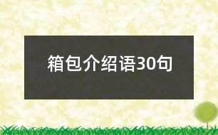 箱包介紹語(yǔ)30句