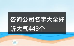 咨詢公司名字大全好聽大氣443個