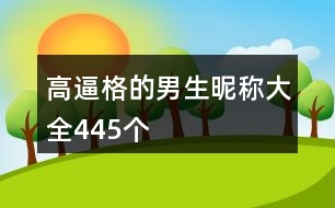 高逼格的男生昵稱大全445個