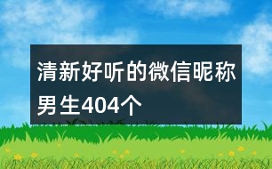 清新好聽的微信昵稱男生404個(gè)