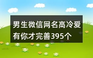 男生微信網(wǎng)名高冷—愛有你才完善395個