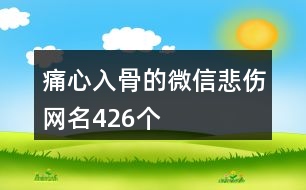 痛心入骨的微信悲傷網(wǎng)名426個(gè)