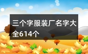 三個字服裝廠名字大全614個