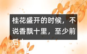 桂花盛開的時(shí)候，不說香飄十里，至少前后十幾家鄰居，沒有不浸在桂花香里的。