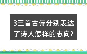 3、三首古詩分別表達(dá)了詩人怎樣的志向?表達(dá)的方法有什么共同特點(diǎn)?