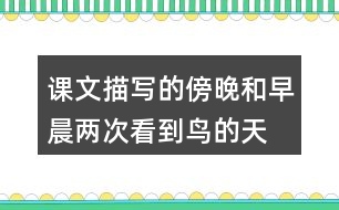 課文描寫的傍晚和早晨兩次看到“鳥的天堂”的情景有何不同？