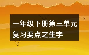 一年級(jí)下冊(cè)第三單元復(fù)習(xí)要點(diǎn)之生字