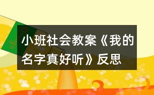 小班社會教案《我的名字真好聽》反思