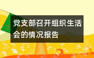 黨支部召開(kāi)組織生活會(huì)的情況報(bào)告