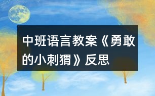 中班語(yǔ)言教案《勇敢的小刺猬》反思