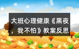 大班心理健康《黑夜，我不怕》教案反思