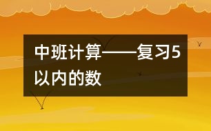 中班計(jì)算――復(fù)習(xí)5以?xún)?nèi)的數(shù)