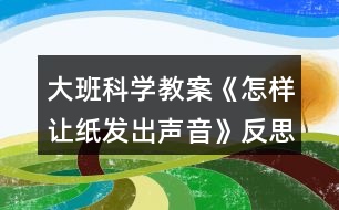 大班科學教案《怎樣讓紙發(fā)出聲音》反思