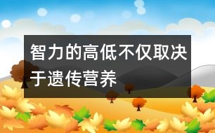 智力的高低不僅取決于遺傳、營(yíng)養(yǎng)