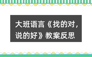 大班語(yǔ)言《找的對(duì)，說(shuō)的好》教案反思