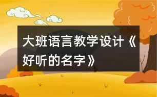 大班語(yǔ)言教學(xué)設(shè)計(jì)《好聽的名字》